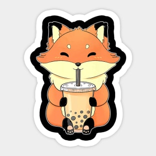 I Love Bubble Milk Tea Funny Fox Boba Sticker